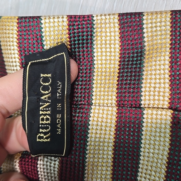 Rubinacci Striped Gold Multicolor Men's Tie Made In Italy - Picture 2 of 3
